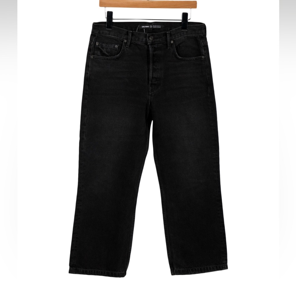 Grlfrnd high rise wide leg black jeans, size 30
